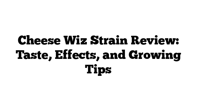 Cheese Wiz Strain Review: Taste, Effects, and Growing Tips