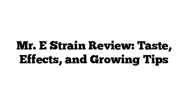 Mr. E Strain Review: Taste, Effects, and Growing Tips